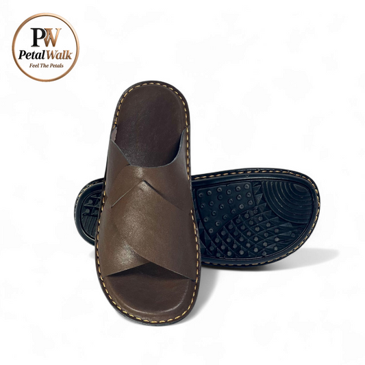 Chocolate Brown Elite Cross Strap Handmade Slippers