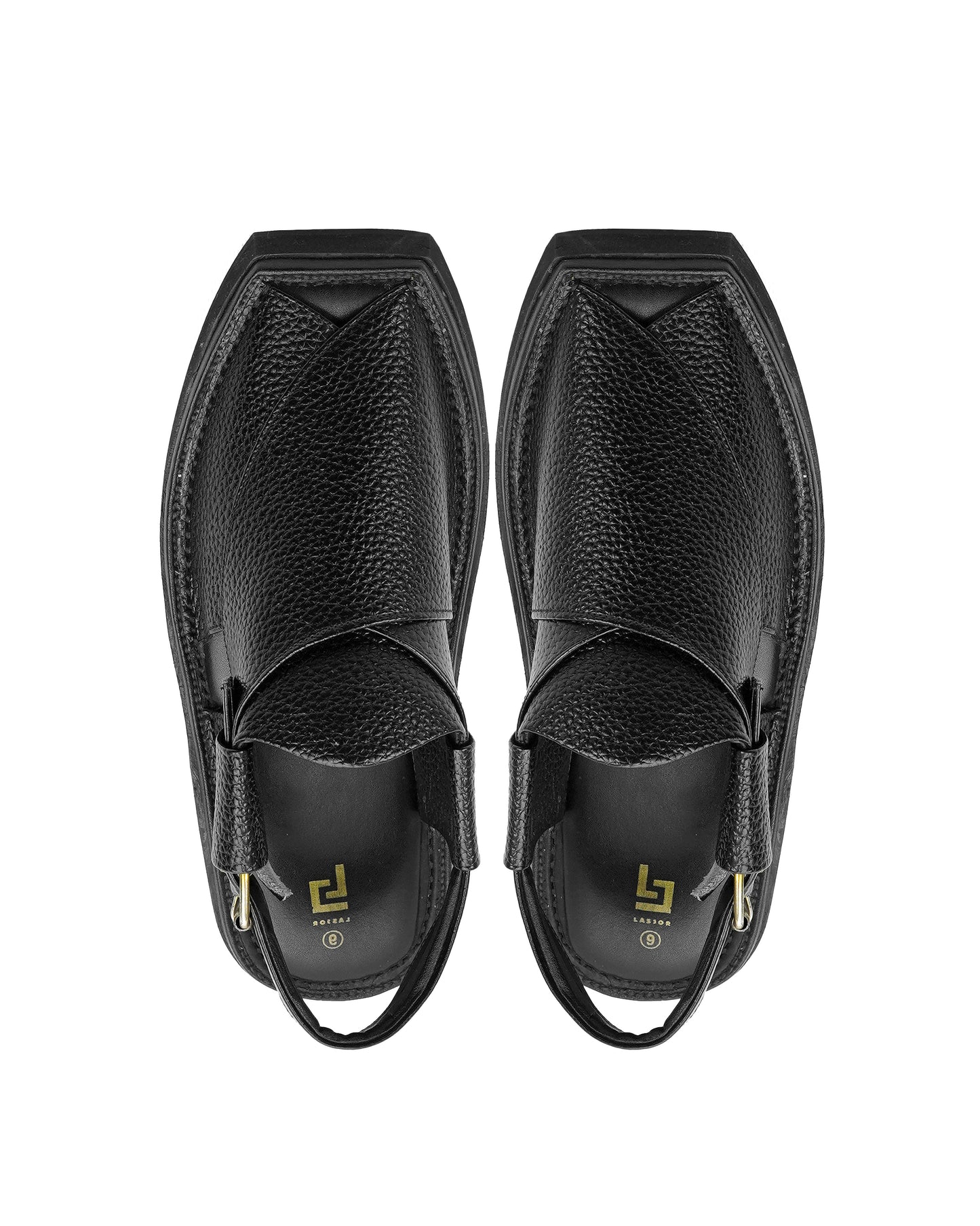 Kaptan Black Doted Handmade Chappal