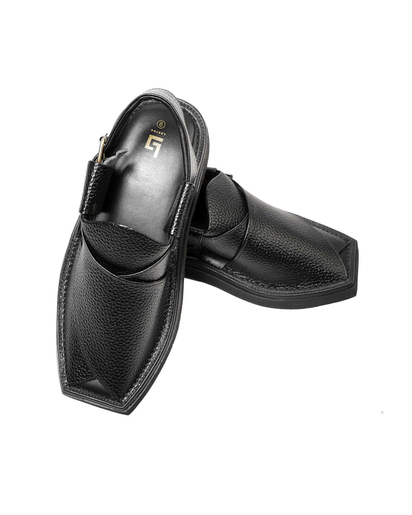 Kaptan Black Doted Handmade Chappal