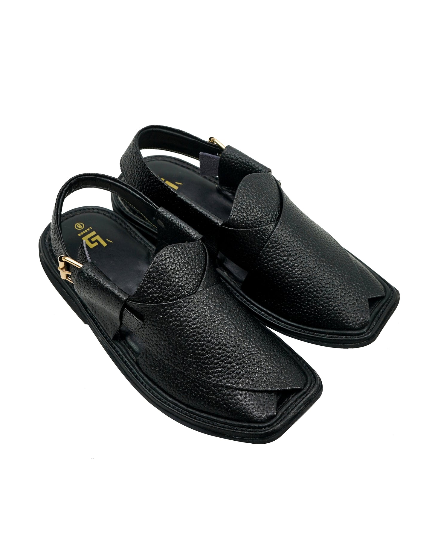 Single Sole Black Doted Smart Zalmi Handmade Chappal