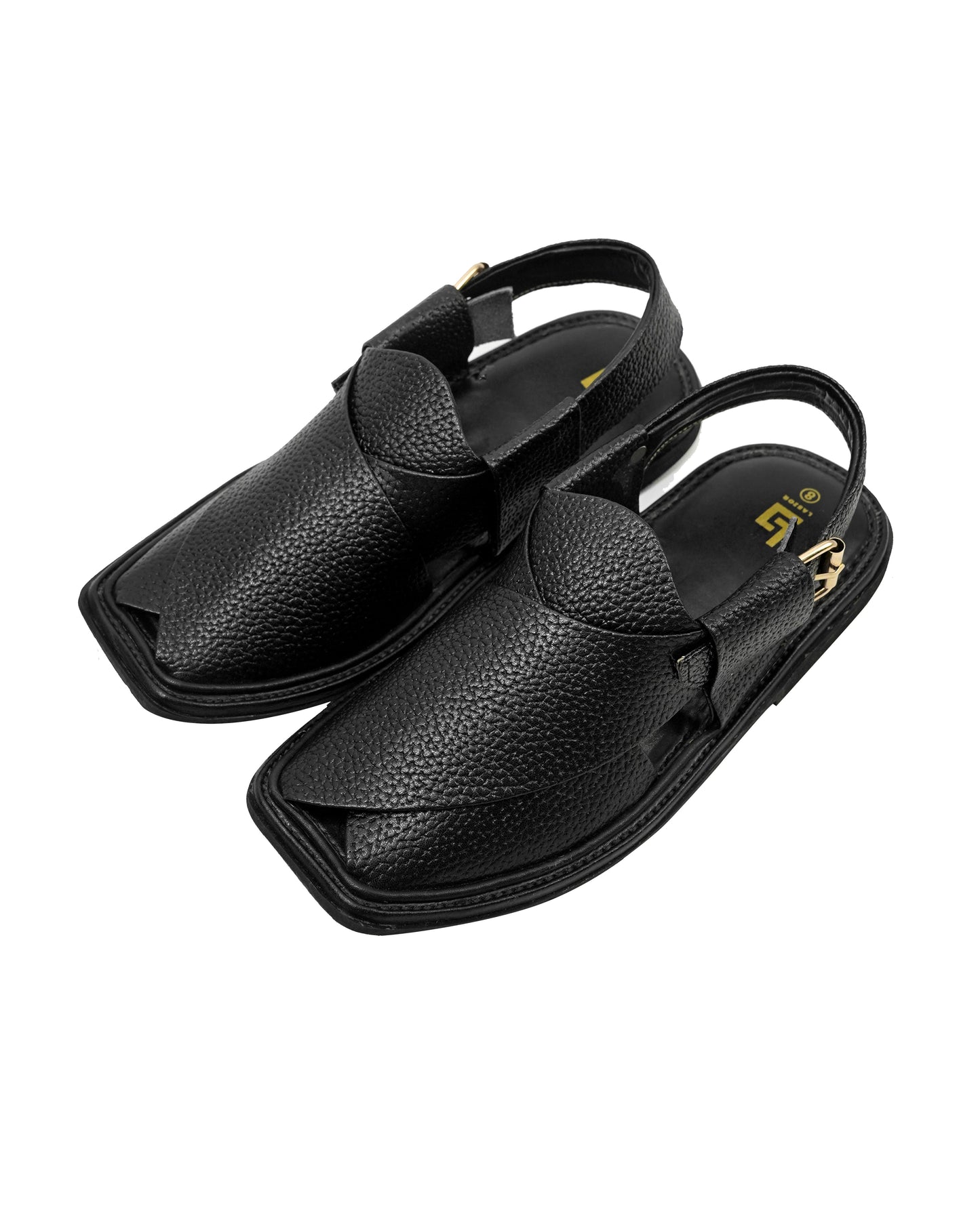 Single Sole Black Doted Smart Zalmi Handmade Chappal