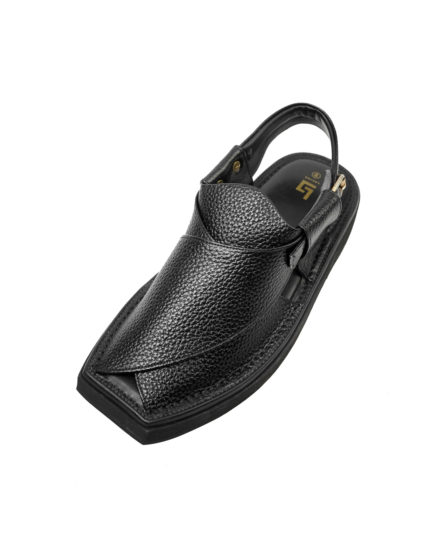 Kaptan Black Doted Handmade Chappal