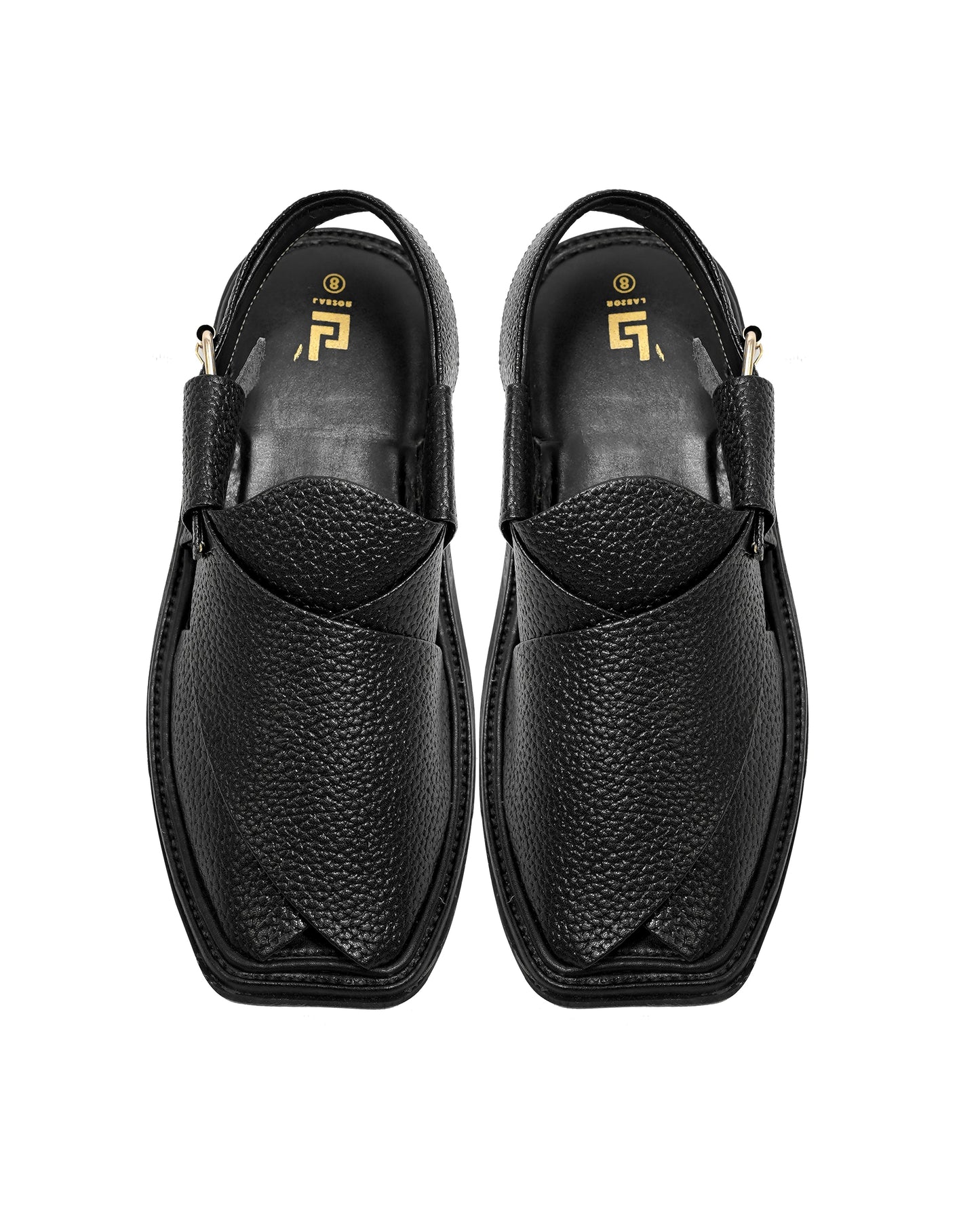 Single Sole Black Doted Smart Zalmi Handmade Chappal