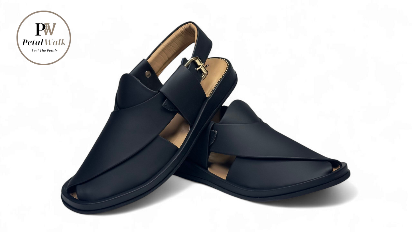 Black Matte Ring Sole Handmade Chappal