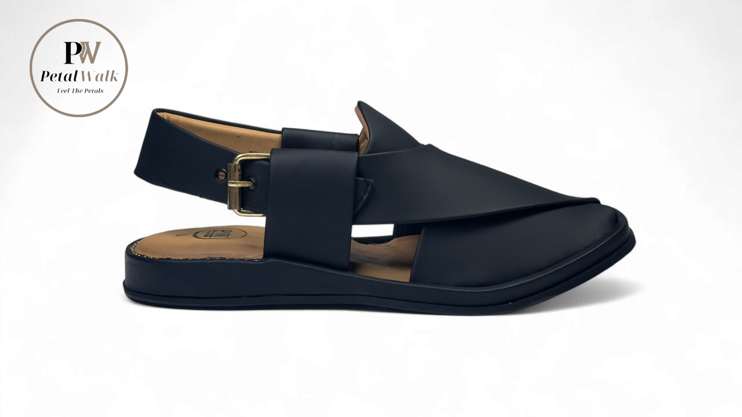 Black Matte Ring Sole Handmade Chappal