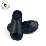 Jet Black Elite Cross Strap Handmade Slippers