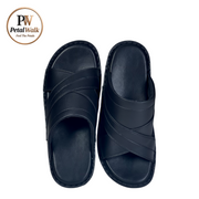 Jet Black Heritage Cross Collar Handmade Slippers