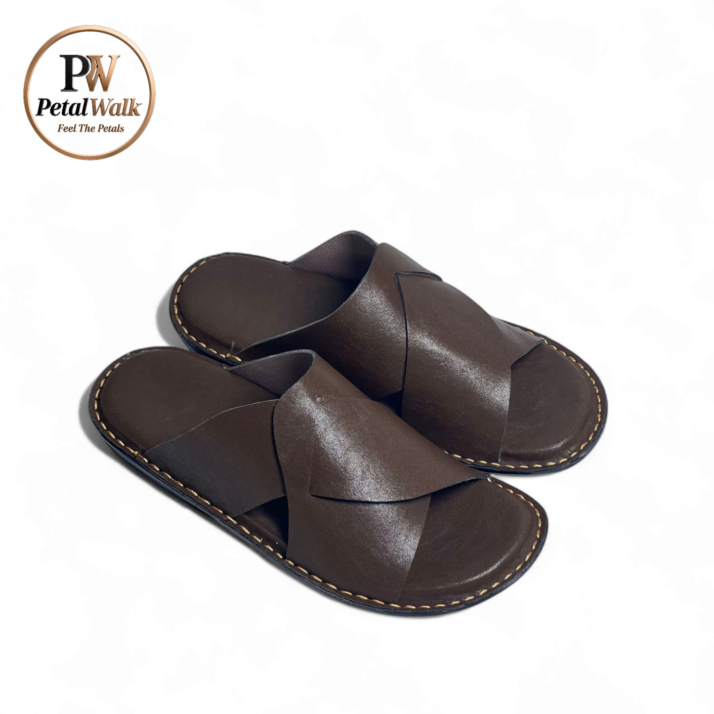 Chocolate Brown Elite Cross Strap Handmade Slippers