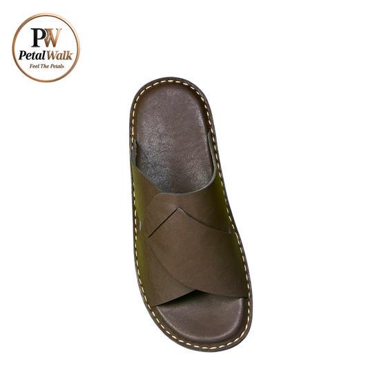 Chocolate Brown Elite Cross Strap Handmade Slippers