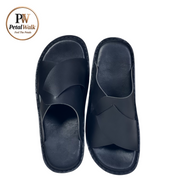 Jet Black Elite Cross Strap Handmade Slippers