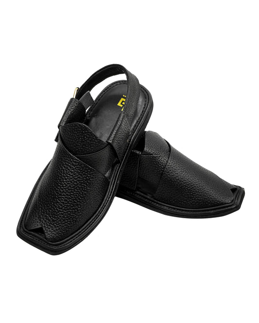 Single Sole Black Doted Smart Zalmi Handmade Chappal
