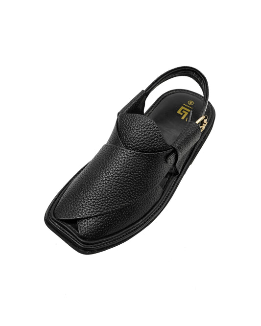 Single Sole Black Doted Smart Zalmi Handmade Chappal