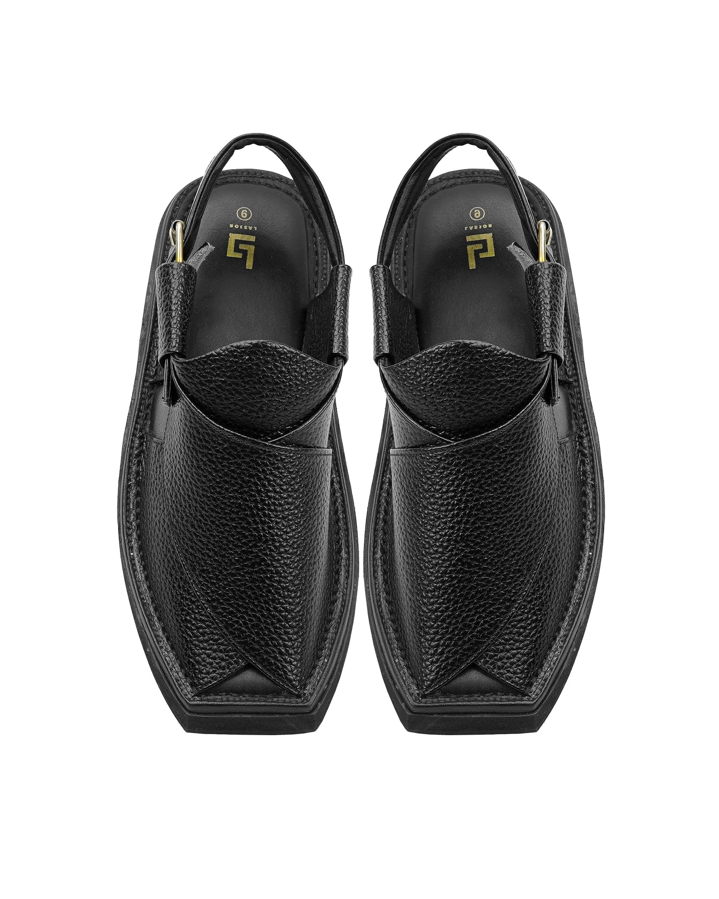 Kaptan Black Doted Handmade Chappal